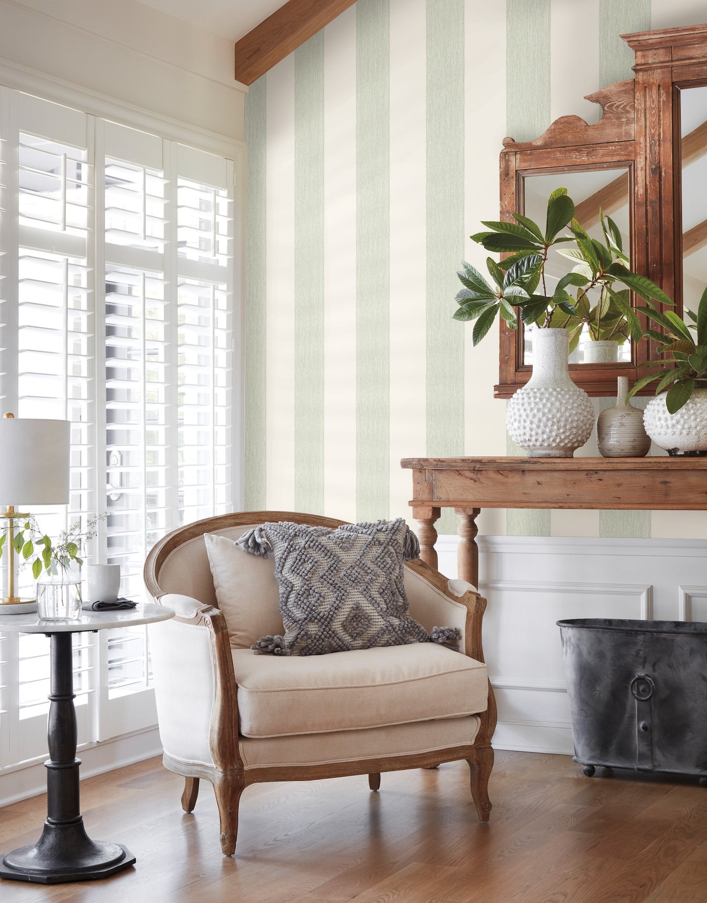 York Wallcoverings Magnolia Home Artful Prints and Patterns Thread Stripe Green Wallpaper  Stripes Greens   - MK1116