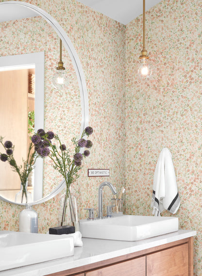 York Wallcoverings Magnolia Home Artful Prints and Patterns Meadow Pink Wallpaper  Florals and Flowers Pinks   - MK1120