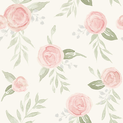 York Wallcoverings Magnolia Home Artful Prints and Patterns Watercolor Roses Coral Wallpaper  Florals and Flowers Oranges   - MK1128