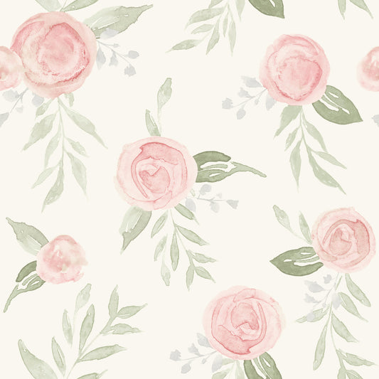 York Wallcoverings Magnolia Home Artful Prints and Patterns Watercolor Roses Coral Wallpaper  Florals and Flowers Oranges   - MK1128