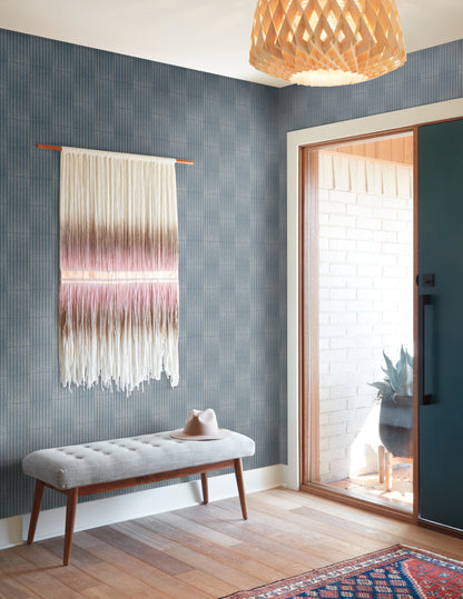 York Wallcoverings Magnolia Home Artful Prints and Patterns Vantage Point Blue Wallpaper  Bohemian Blues   - MK1133