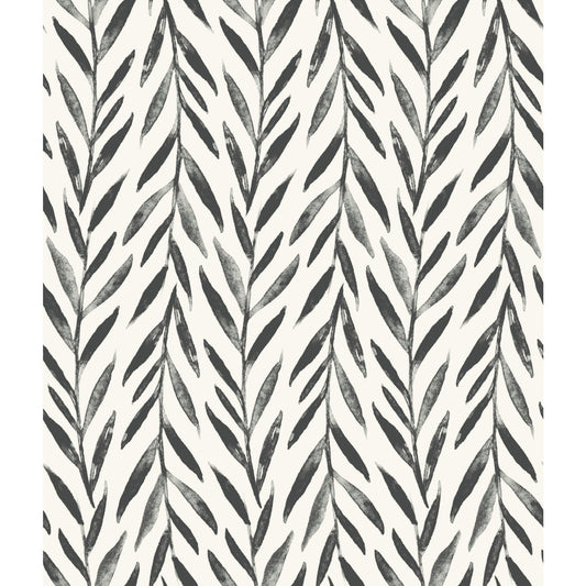 York Wallcoverings Magnolia Home Artful Prints and Patterns Willow Black Wallpaper  Botanical Blacks   - MK1136