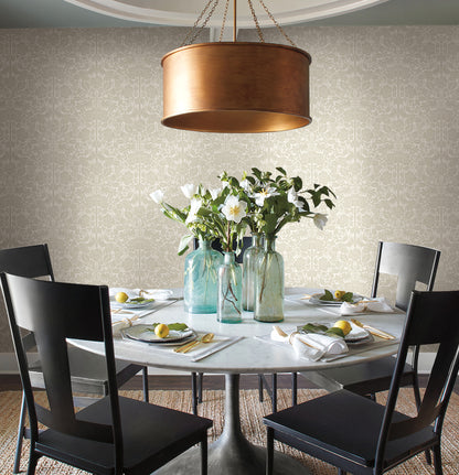 York Wallcoverings Magnolia Home Artful Prints and Patterns Fairy Tales Beige Wallpaper  Animals Neutrals   - MK1160