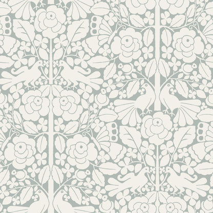 York Wallcoverings Magnolia Home Artful Prints and Patterns Fairy Tales Blue Wallpaper  Animals Blues   - MK1161