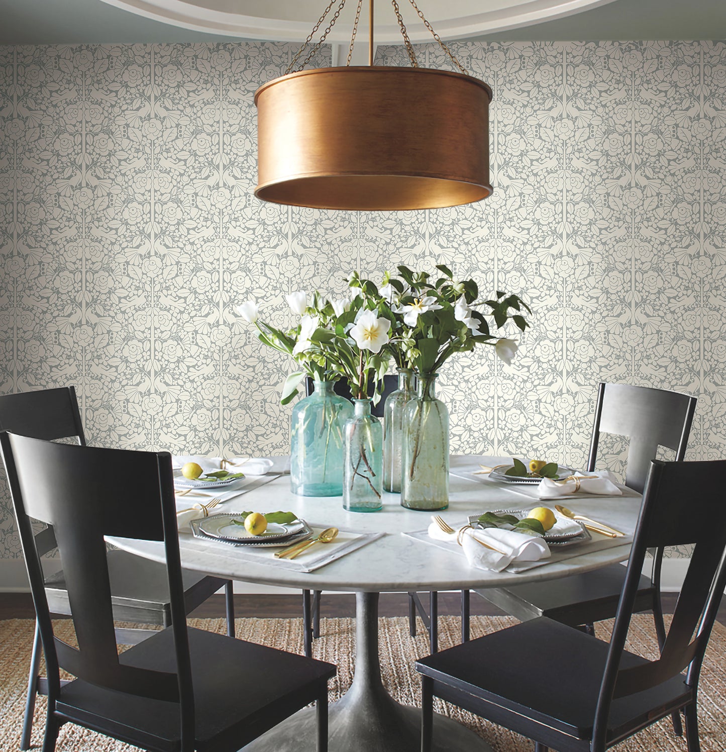 York Wallcoverings Magnolia Home Artful Prints and Patterns Fairy Tales Blue Wallpaper  Animals Blues   - MK1161