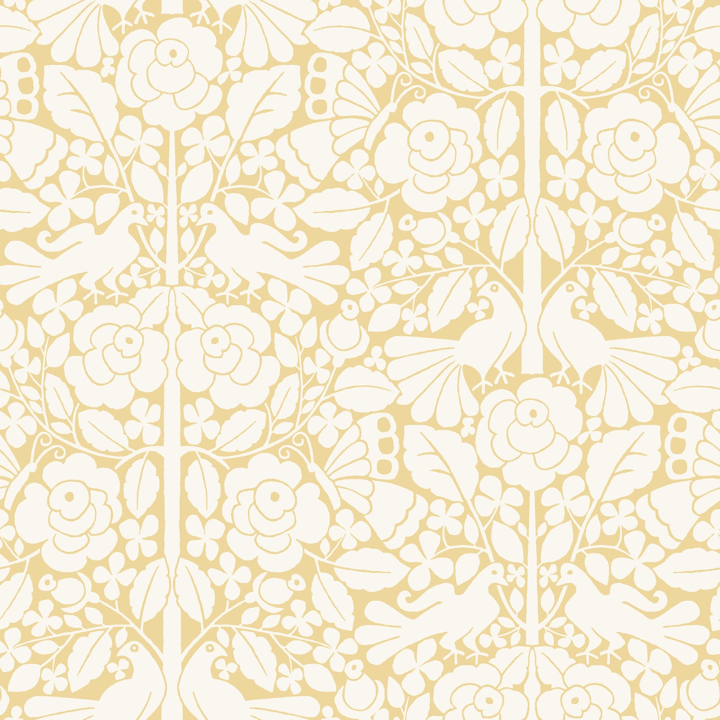 York Wallcoverings Magnolia Home Artful Prints and Patterns Fairy Tales Yellow Wallpaper  Animals Yellows   - MK1162