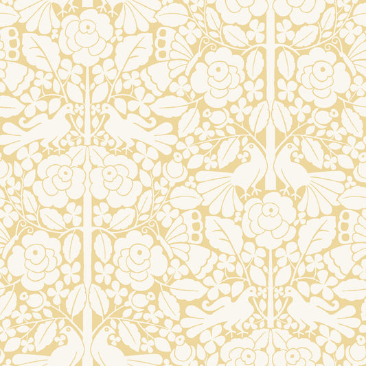 York Wallcoverings Magnolia Home Artful Prints and Patterns Fairy Tales Yellow Wallpaper  Animals Yellows   - MK1162