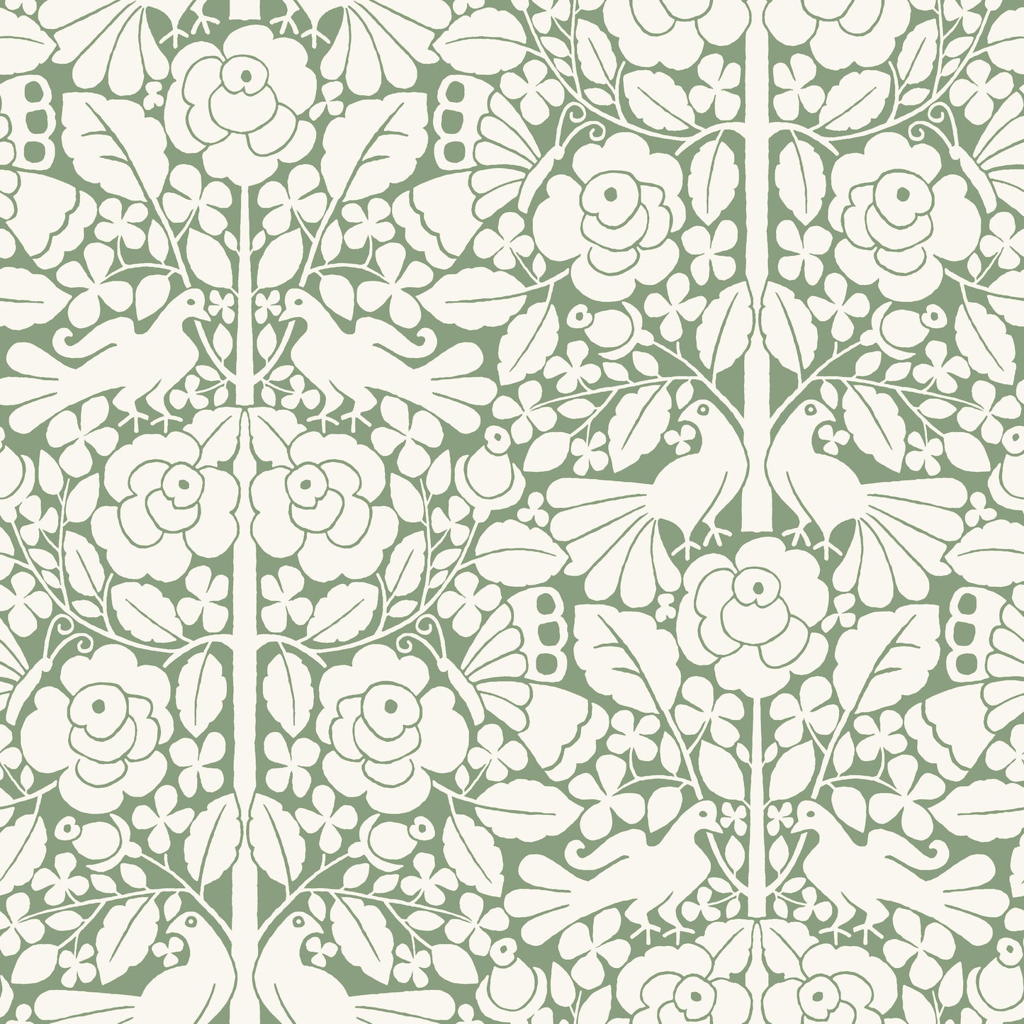 York Wallcoverings Magnolia Home Artful Prints and Patterns Fairy Tales Green Wallpaper  Animals Greens   - MK1164