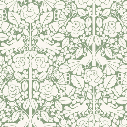 York Wallcoverings Magnolia Home Artful Prints and Patterns Fairy Tales Green Wallpaper  Animals Greens   - MK1164