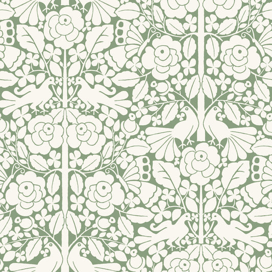 York Wallcoverings Magnolia Home Artful Prints and Patterns Fairy Tales Green Wallpaper  Animals Greens   - MK1164