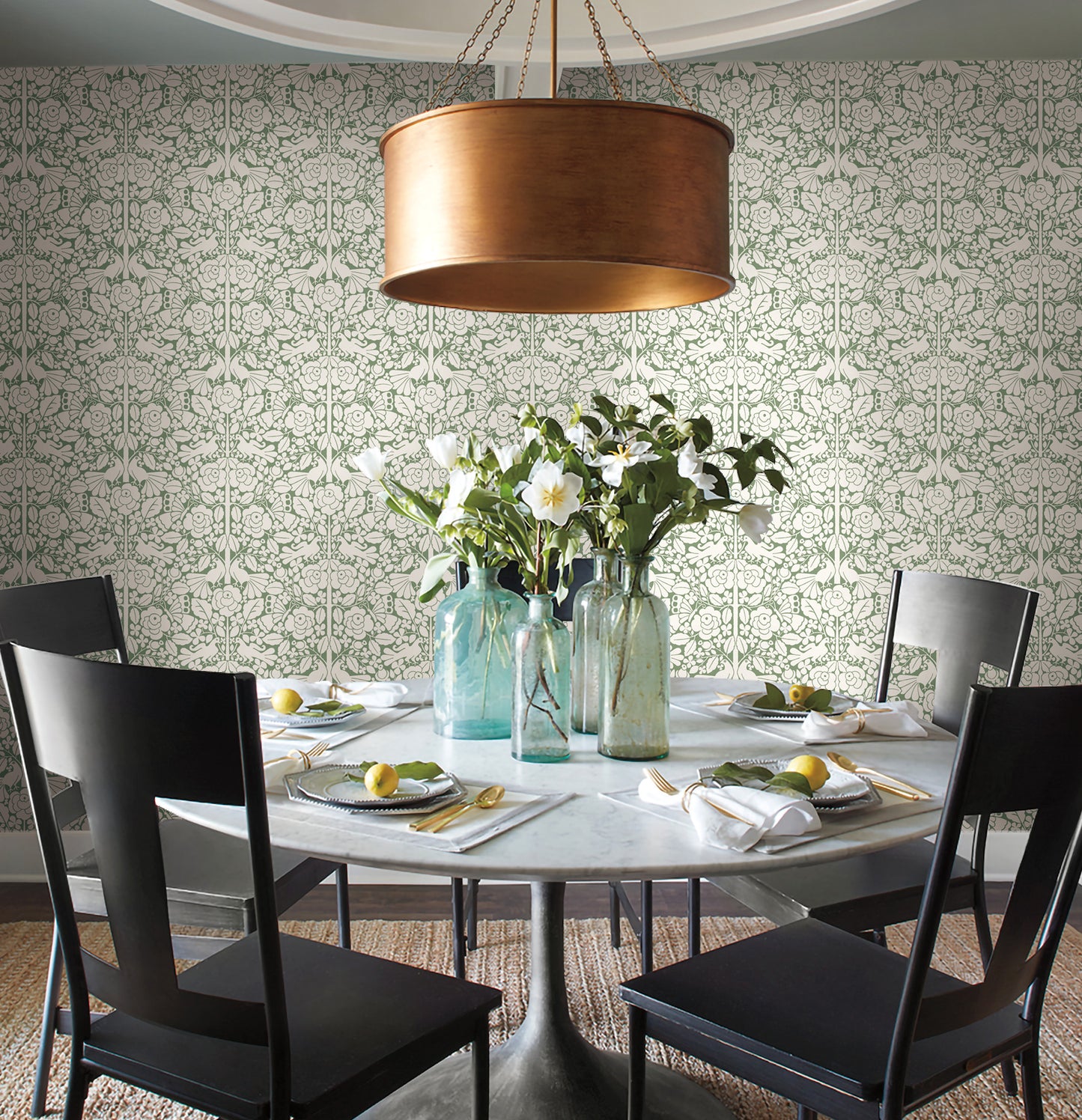 York Wallcoverings Magnolia Home Artful Prints and Patterns Fairy Tales Green Wallpaper  Animals Greens   - MK1164