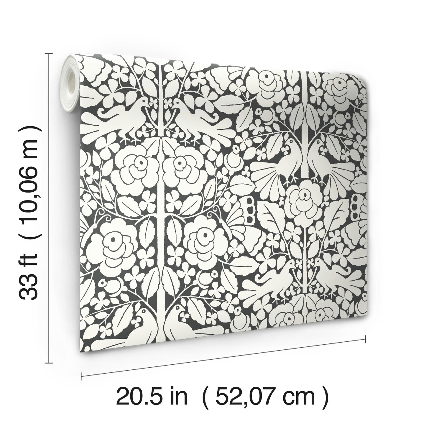 York Wallcoverings Magnolia Home Artful Prints and Patterns Fairy Tales Black Wallpaper  Animals Blacks   - MK1167