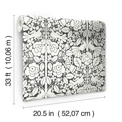 York Wallcoverings Magnolia Home Artful Prints and Patterns Fairy Tales Black Wallpaper  Animals Blacks   - MK1167