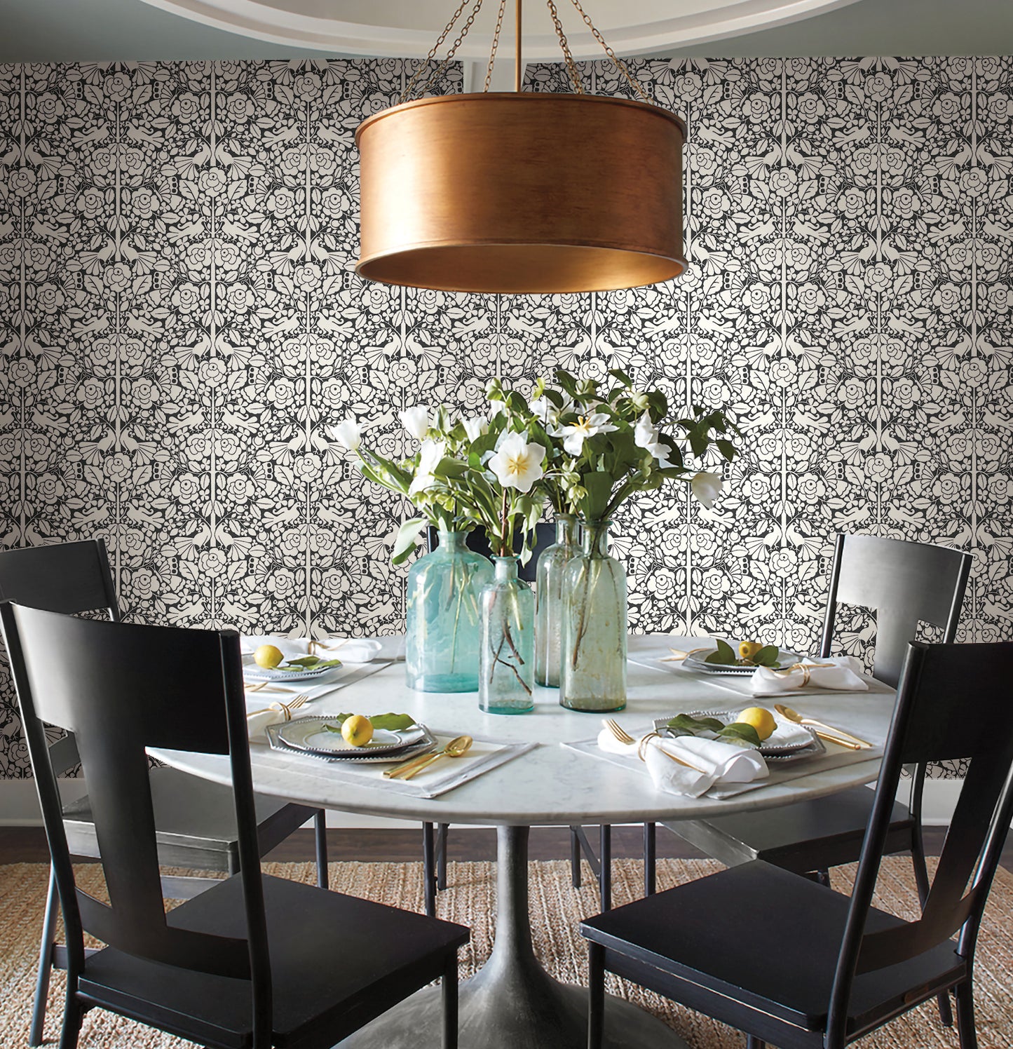 York Wallcoverings Magnolia Home Artful Prints and Patterns Fairy Tales Black Wallpaper  Animals Blacks   - MK1167