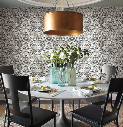 York Wallcoverings Magnolia Home Artful Prints and Patterns Fairy Tales Black Wallpaper  Animals Blacks   - MK1167