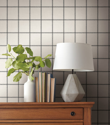 York Wallcoverings Magnolia Home Artful Prints and Patterns Sunday Best Black Wallpaper  Plaids and Checks Blacks   - MK1175