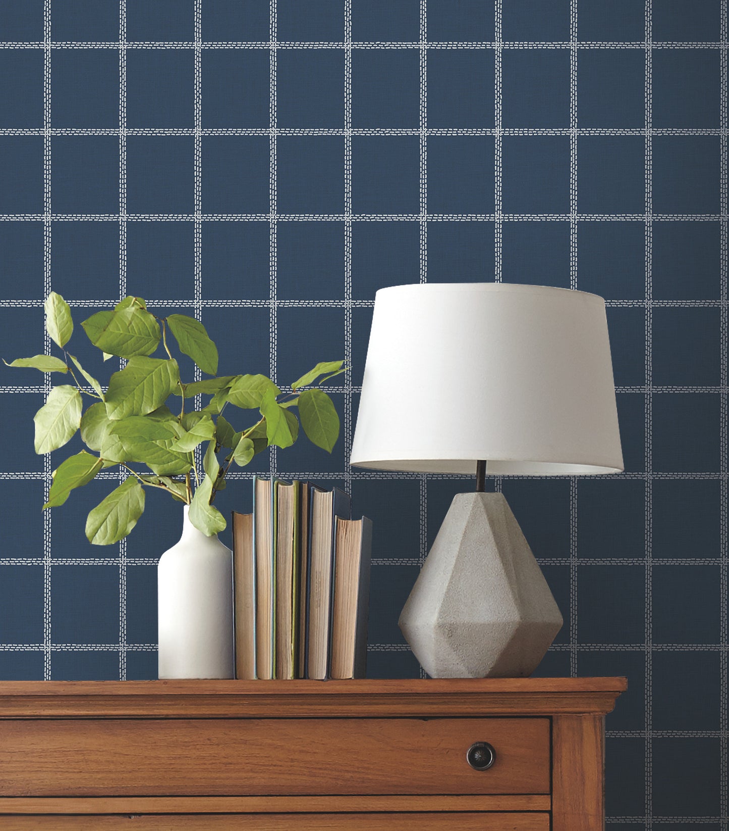 York Wallcoverings Magnolia Home Artful Prints and Patterns Sunday Best Blue Wallpaper  Plaids and Checks Blues   - MK1176