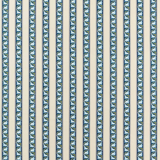 MORRIS & CO Red Car Stripe Fabric Stripe Indigo,Linen   - MLIF227247