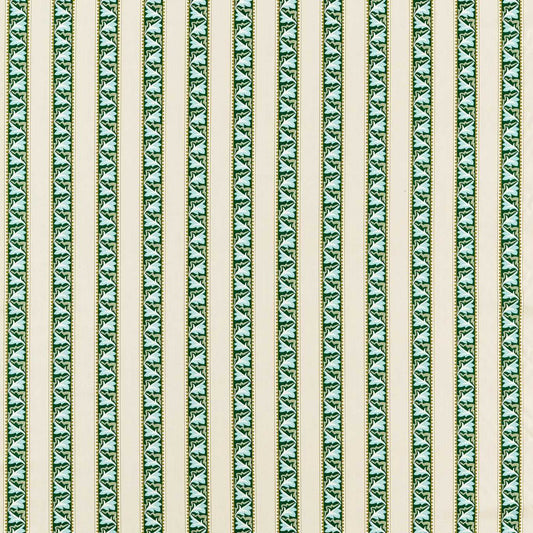 MORRIS & CO Red Car Stripe Fabric Stripe Forest,Linen   - MLIF227249