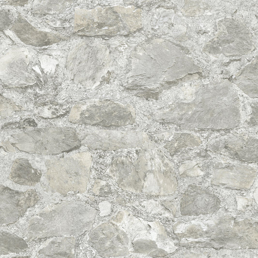 York Wallcoverings Mediterranean Field Stone Grey Wallpaper  Brick, Wood and Stone Greys   - MN1802