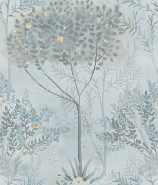 York Wallcoverings Inspired by Color Orchard Blue and Grey Wallpaper  Botanical Blues   - MN1820