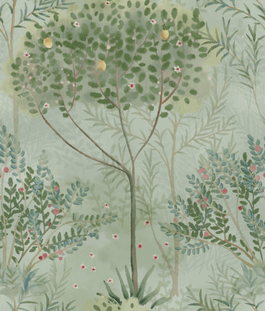 York Wallcoverings Mediterranean Orchard Green Wallpaper  Botanical Greens   - MN1823