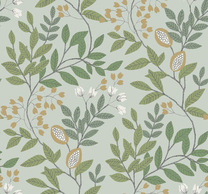 York Wallcoverings York Wallcoverings Eden Retreat Green and Gold Wallpaper  Botanical Greens   - MN1840