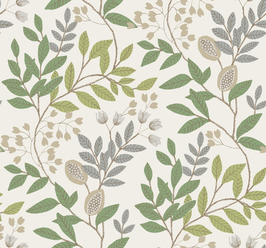 York Wallcoverings Inspired by Color Eden Retreat Beige and Green  Wallpaper  Botanical Greens   - MN1844