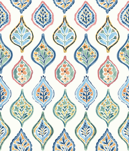 York Wallcoverings York Wallcoverings Marketplace Motif White and Multi Wallpaper  Bohemian Whites and Off-Whites   - MN1852