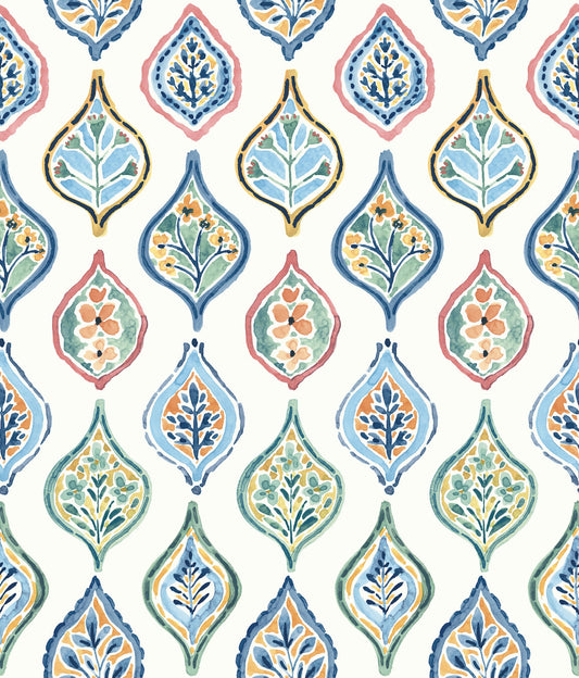 York Wallcoverings York Wallcoverings Marketplace Motif White and Multi Wallpaper  Bohemian Whites and Off-Whites   - MN1852