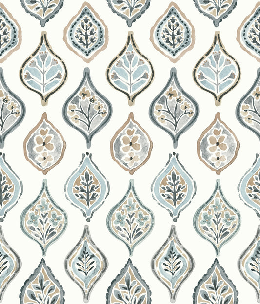 York Wallcoverings York Wallcoverings Marketplace Motif White and Neutral Wallpaper  Bohemian Whites and Off-Whites   - MN1854