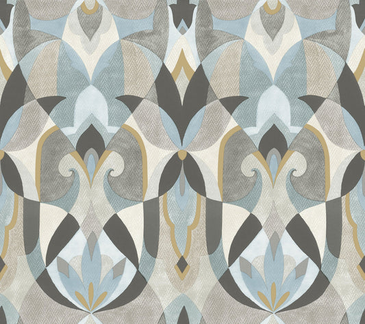 York Wallcoverings York Wallcoverings Malta Neutal and Blue Wallpaper  Geometrics Blues   - MN1921