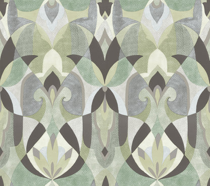 York Wallcoverings Mediterranean Malta Green Wallpaper  Geometrics Greens   - MN1922