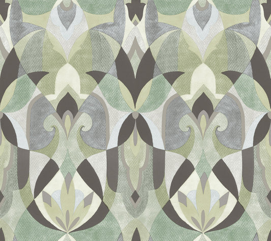 York Wallcoverings Mediterranean Malta Green Wallpaper  Geometrics Greens   - MN1922