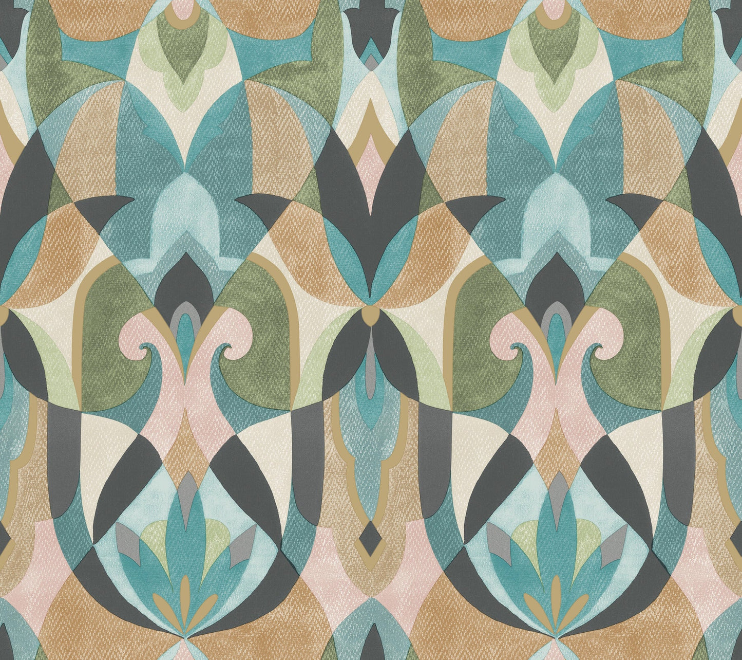 York Wallcoverings York Wallcoverings Malta Teal and Gold Wallpaper  Geometrics Greens   - MN1923