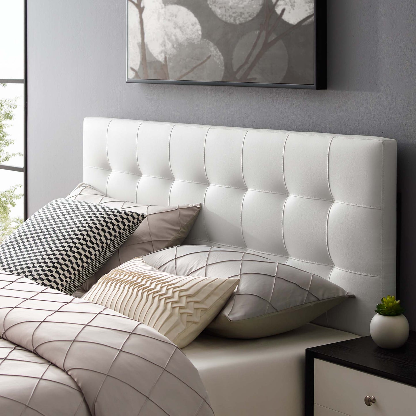 Modway - Lily Upholstered Vinyl King Headboard by Modway  Bedroom Headboards White - MOD-5145-WHI