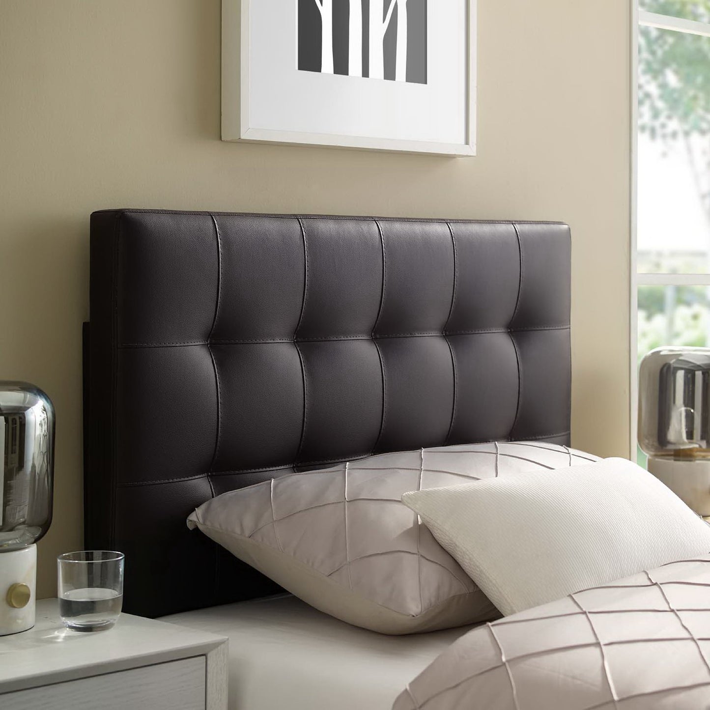 Modway - Lily Upholstered Vinyl Twin Headboard by Modway  Bedroom Headboards Brown - MOD-5149-BRN