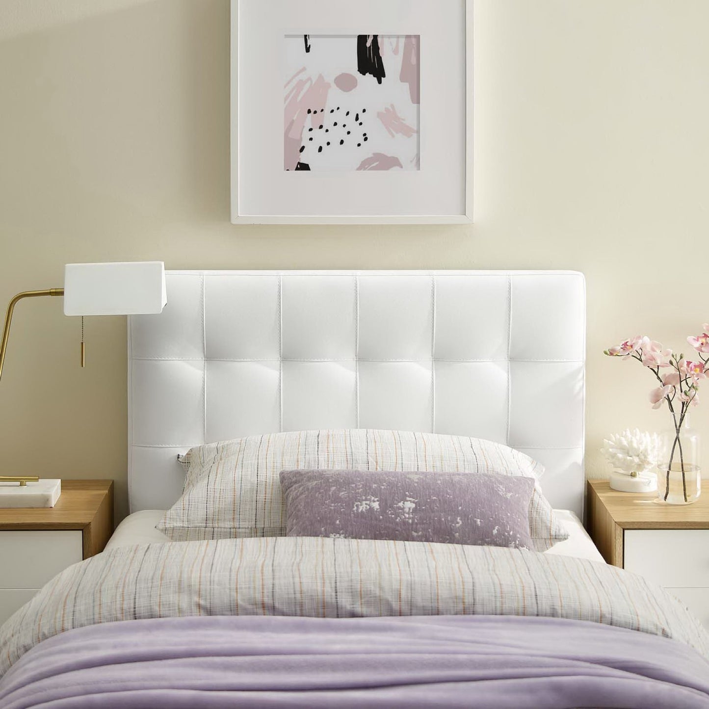Modway - Lily Upholstered Vinyl Twin Headboard by Modway  Bedroom Headboards White - MOD-5149-WHI