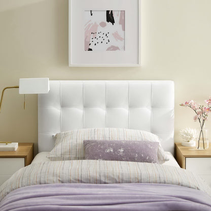 Modway - Lily Upholstered Vinyl Twin Headboard by Modway  Bedroom Headboards White - MOD-5149-WHI