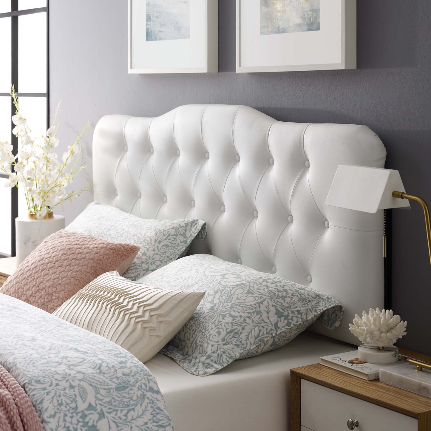 Modway - Annabel Upholstered Vinyl Queen Headboard by Modway  Bedroom Headboards White - MOD-5155-WHI