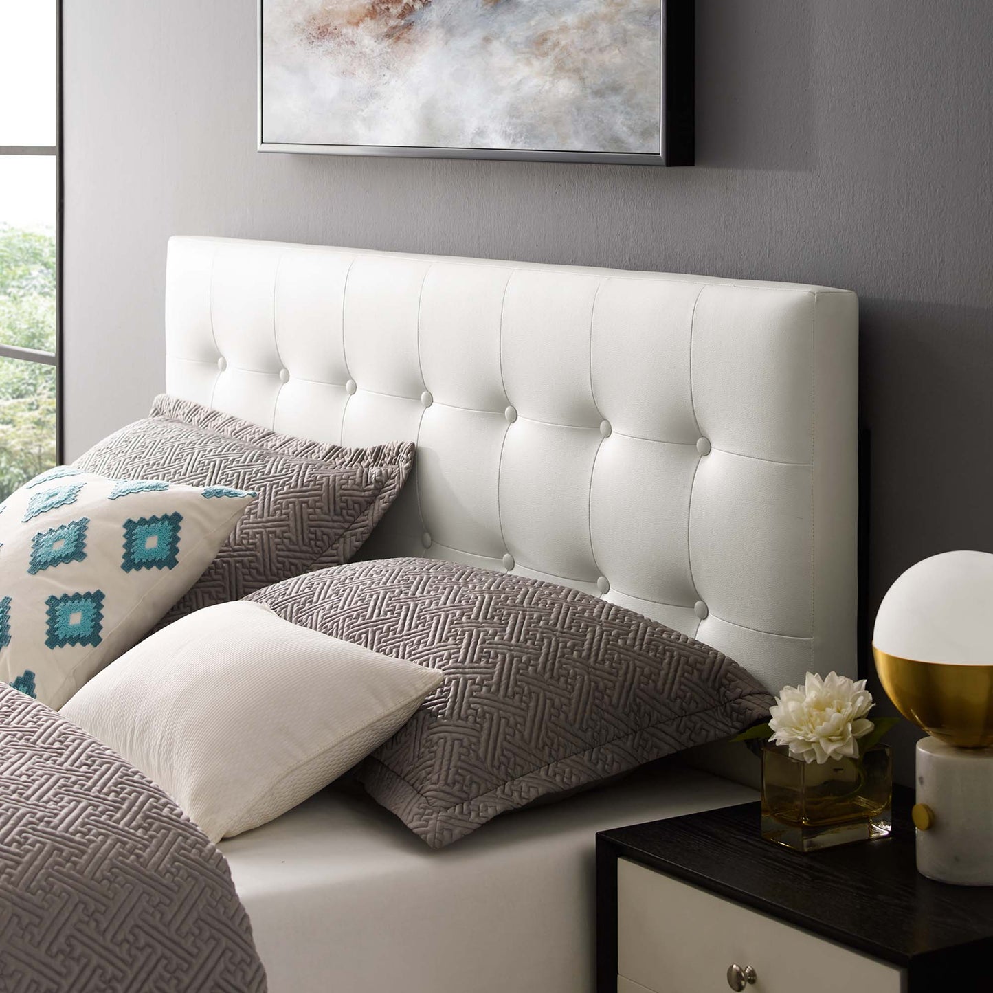 Modway - Emily Upholstered Vinyl King Headboard by Modway  Bedroom Headboards White - MOD-5175-WHI