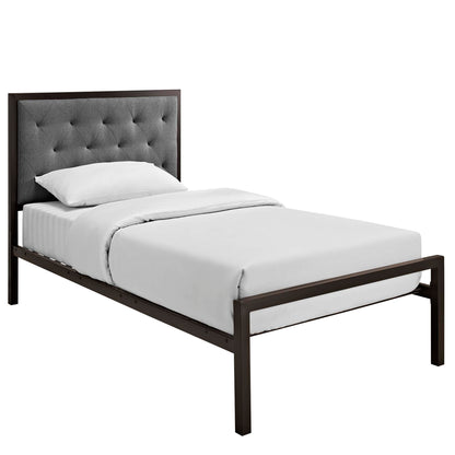 Modway Outlet Mia Fabric Twin Bed by Modway  Bedroom Furniture Brown Gray - MOD-5178-BRN-GRY-SET