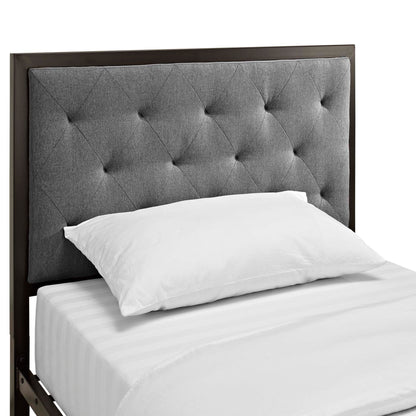 Modway Outlet Mia Fabric Twin Bed by Modway  Bedroom Furniture Brown Gray - MOD-5178-BRN-GRY-SET