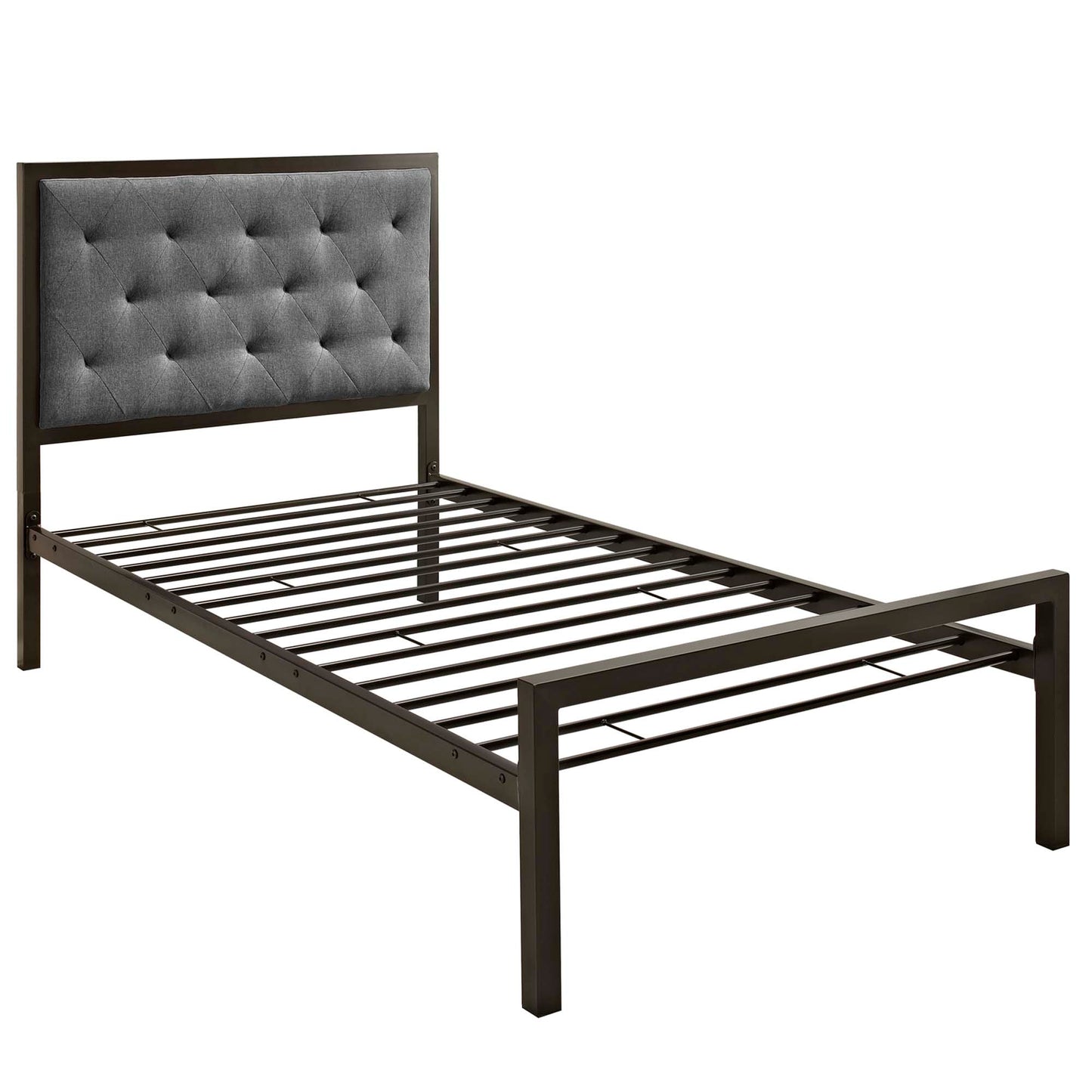 Modway Outlet Mia Fabric Twin Bed by Modway  Bedroom Furniture Brown Gray - MOD-5178-BRN-GRY-SET