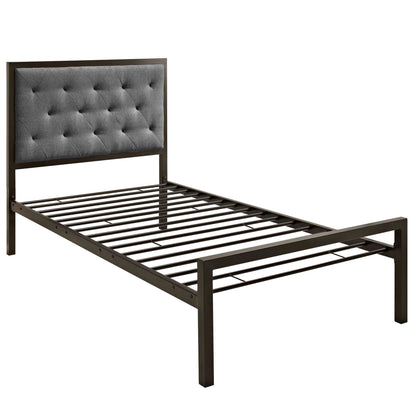 Modway Outlet Mia Fabric Twin Bed by Modway  Bedroom Furniture Brown Gray - MOD-5178-BRN-GRY-SET
