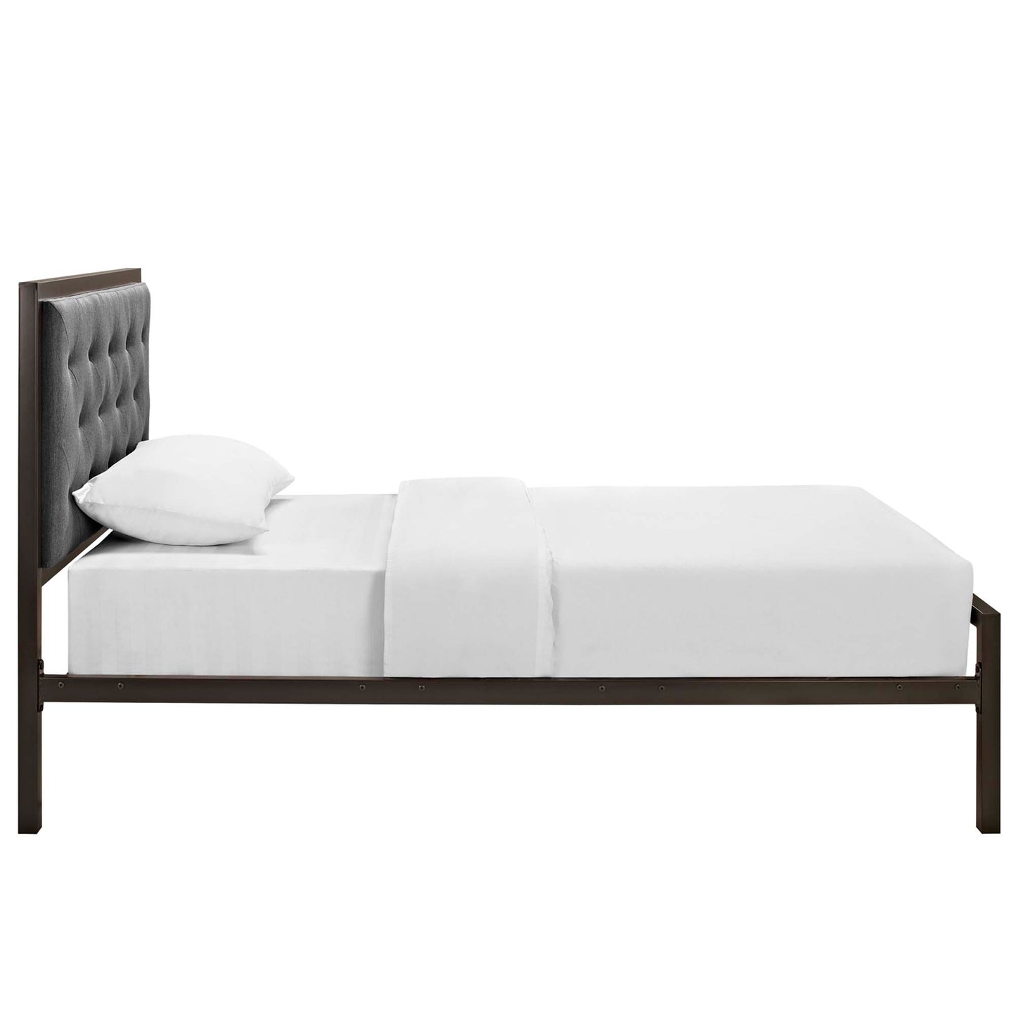 Modway Outlet Mia Fabric Twin Bed by Modway  Bedroom Furniture Brown Gray - MOD-5178-BRN-GRY-SET