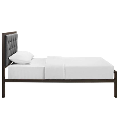 Modway Outlet Mia Fabric Twin Bed by Modway  Bedroom Furniture Brown Gray - MOD-5178-BRN-GRY-SET