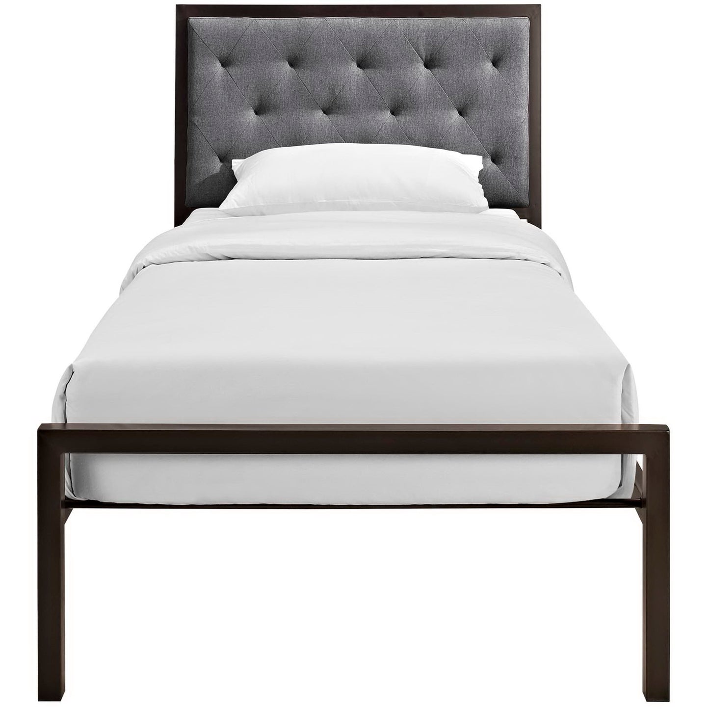 Modway Outlet Mia Fabric Twin Bed by Modway  Bedroom Furniture Brown Gray - MOD-5178-BRN-GRY-SET