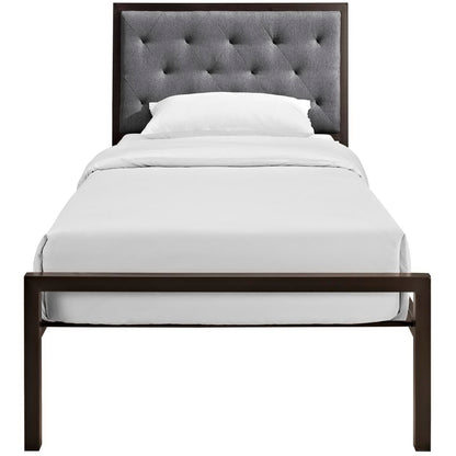 Modway Outlet Mia Fabric Twin Bed by Modway  Bedroom Furniture Brown Gray - MOD-5178-BRN-GRY-SET
