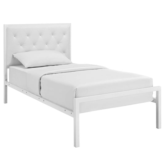 Modway Outlet Mia Vinyl Twin Bed by Modway  Bedroom Furniture White White - MOD-5179-WHI-WHI-SET